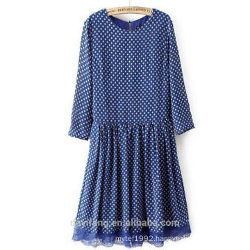 2015 new arrival women small dot print dress oem wholesale price elegant lady lace dress